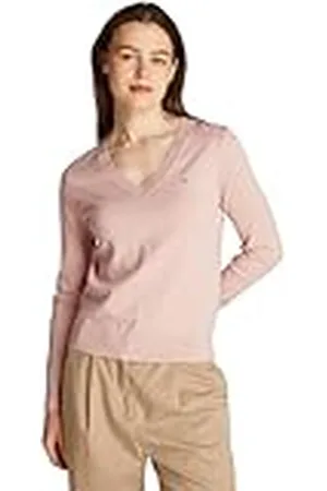 Tommy Hilfiger Jersey para Mujer V-Neck Jersey de Punto, Rosa (Foggy Pink), L