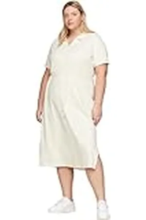 Tommy Hilfiger Vestido Tipo Polo para Mujer Midi Dress de Manga Corta, Blanco (Calico), L