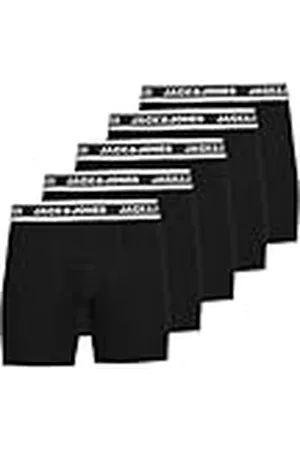 JACK & JONES JACSOLID Boxer Briefs 5 Pack, Negro/Paquete: Negro-Negro-Negro-Negro, S para Hombre