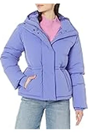 Amazon Chaqueta Acolchada Corta con Capucha y Cintura Ajustada (Disponible en Talla Grande) Mujer, , XL