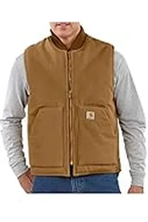 Carhartt Hombre, Chaleco Con Cuello Acanalado, Aislado, En Lona De Algodón Resistente, Ajuste Ligeramente Holgado, Marrón ®, XL