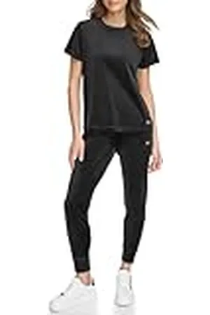 DKNY Platinum Velour Crew - Camiseta para Mujer, Color , Talla L, , Large