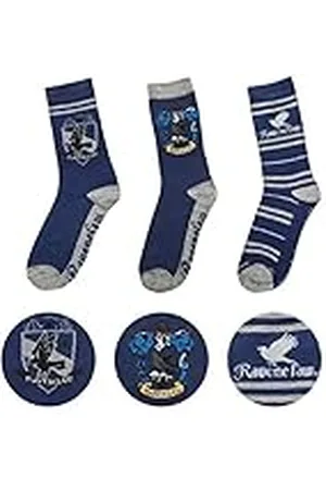 Cinereplicas Harry Potter - Pack de 3 unisexos - Calcetines con emblemas Hogwarts - Zapatos 35 a 45 - Ravenclaw