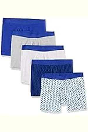 Amazon Calzoncillos Tipo bóxer en Punto de algodón (Disponibles en Tallas Grandes y Largos Especiales) Hombre, Pack de 5, , L