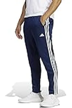 adidas Hombre Train Essentials 3-Stripes Training Pants, Dark Blue/White, S