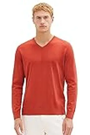 TOM TAILOR Jersey básico de hombre de punto con cuello de pico, , XXXL
