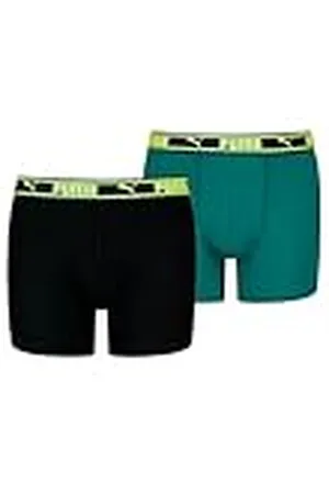 PUMA Dual Logo Calzoncillos Boxer, Black/Green, 134/140 cm para Niños
