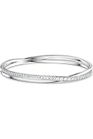 Swarovski Brazalete Twist para Mujer, Con Baño de Rodio, Cristales Blancos, Colección Twist