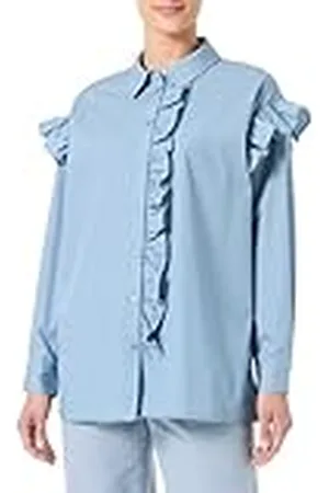 Pieces® Camiseta Pcflo LS Blouse, Tejido Vaquero, S para Mujer