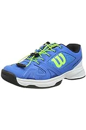 Wilson Rush Pro JR QL, Zapatilla de Tenis para tenistas de Cualquier Nivel, para Todo Tipo de Superficies, sintético, para niños, Azul/Blanco/Verde, Talla 32 2/3 EU