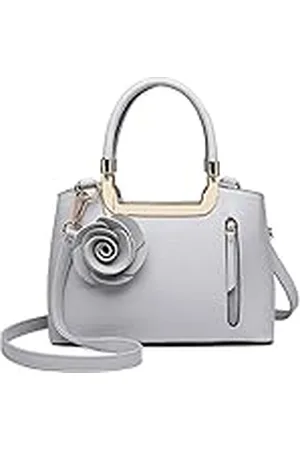 MISS LULÙ Bolso Bandolera de Piel sintética con asa Superior para Mujer, Elegante Bolso de Hombro con diseño de Flores