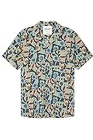 Springfield SPRINGFILED Camisa de Manga Corta Estampado Roots, Camisa Hombre, Black, S
