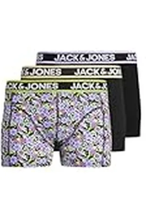JACK & JONES Jacflaw Trunks 3 Pack Bóxer, Wild Lime/Pack:Black-Black, M para Hombre
