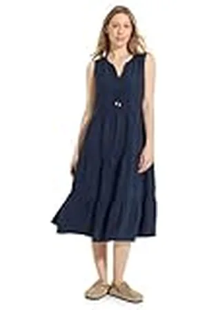 CECIL Linen_li/CV Solid Midi Dress Vestido, , S para Mujer