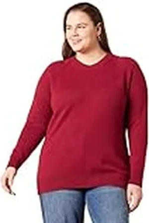 Amazon Jersey de Tacto Suave con Cuello Redondo, Manga Larga y Corte Clásico Mujer, , M