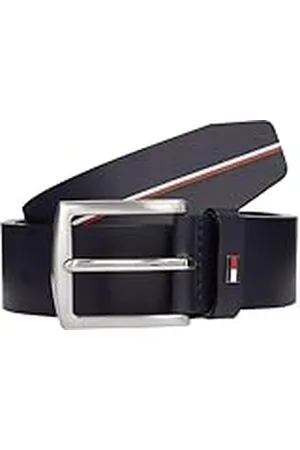 Tommy Hilfiger Cinturón de Piel para Hombre Denton 3,5 cm, Azul (Space Blue), 115 cm