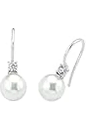 Amor Pendientes Pendientes de mujer de de ley 925, con sintetizador de circonita cúbica, con cuenta de cera, 2,2 cm, , Se entrega en caja de regalo de joyería