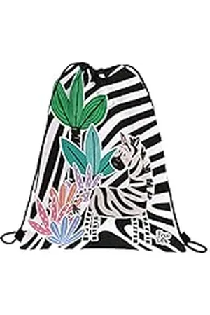 Grafoplas 37610587. Mochila Saco Cuerdas, Bolsillo Exterior, 36x47cm, Colección Zebra, Free Life