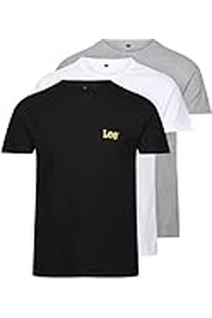 Lee Hombres Camiseta de Cuello Redondo Negro/Gris/Blanco Paquete de 3 Medio
