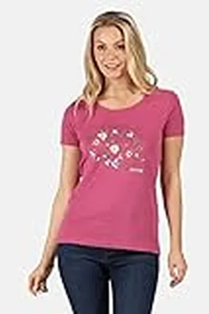 Regatta Filandra IV - Camiseta De Manga Corta con Estampado Gráfico De Algodón Coolweave T-Shirts/Polos/Vests, Mujer, Violet, 14
