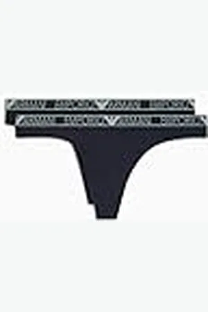 Emporio Armani Stretch Cotton Studs Logoband 2-Pack Thong Mujer, , L