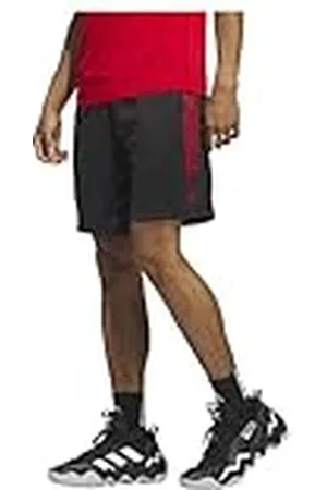 adidas Legends 3-Stripes Basketball Shorts, Pantalones Cortos de los Hombres, Black/Better Scarlet, IC2455