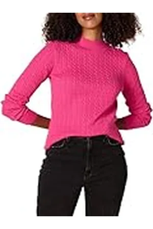 Amazon Jersey Trenzado Ligero de Manga Larga con Cuello Perkins y Corte Clásico Mujer, , XS