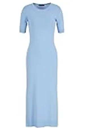 Armani Exchange Logotipo Distintivo en el Pecho, Cuello Redondo, Tejido de Punto sostenible Vestido de ocasión Especial, River Blue, XL para Mujer