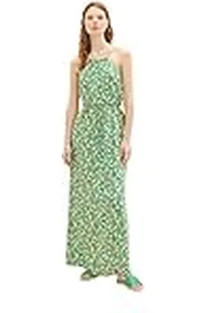 TOM TAILOR 1036843 Vestido Largo con cinturón, 31953-Green Flower Print, XL para Mujer