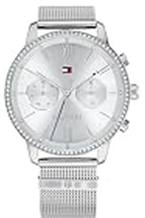 Tommy Hilfiger Reloj Analógico de Cuarzo Multifunción para Mujer con Correa de Malla de Acero Inoxidable Plateada - 1782301