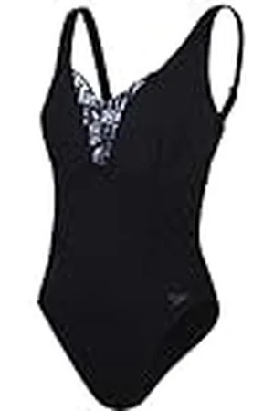 Speedo Bañador Moldeador de 1 Pieza con Estampado OpusGem DD+ | Moldeador | Traje de baño para Las Vacaciones y la Playa Traje de baño para Mujer, Negro/Gris óxido/Blanco, 40