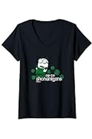 Minions Mujer St Patty’s Day Up to Shenanigans Camiseta Cuello V