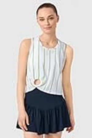Head Move - Camiseta sin Mangas para Mujer, Color Verde y Blanco