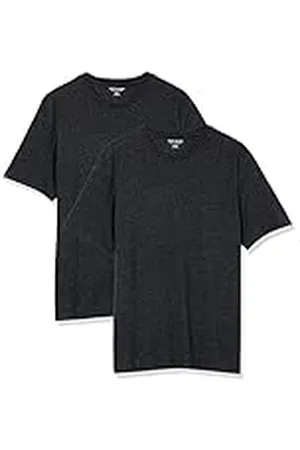 Amazon Camiseta de Cuello Redondo de Algodón, Manga Corta, Corte Clásico Hombre, Pack de 2, , XS