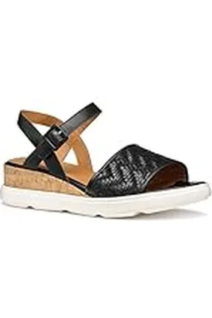 Geox D Pisa B, Sandalia de cuña Mujer, Black, 38.5 EU