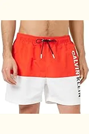 Calvin Klein Bañador Hombre Medium Drawstring Pernera larga, Rojo, S