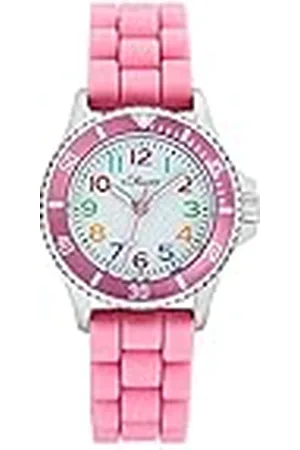 QS by s.Oliver Reloj de pulsera para niñas Reloj de cuarzo analógico, con correa de silicona, rosa, 3 bar resistente al agua, viene en caja de regalo