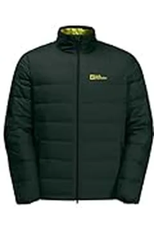 Jack Wolfskin Ather Down Jkt M Chaqueta de plumón, Negro Oliva/Luciérnaga, L para Hombre