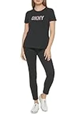 DKNY Camiseta de Manga Corta con Cuello Redondo con Purpurina, , S para Mujer