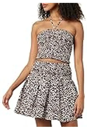 THE DROP Rosita Cropped Smocked Halter Top Corto, , M