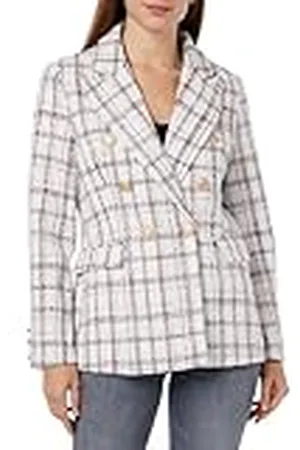 NAEMI Damen Bouclé Blazer 29027799-na01, Wollweiss Kariert, M, , Mujeres