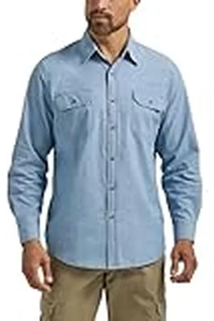 Wrangler Camisa Tejida clásica de Manga Larga para Hombre, Chambray Claro, 3XL