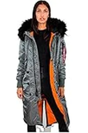 Alpha Industries Long Fishtail Chaqueta, Verde (Vintage Green-432), M para Mujer