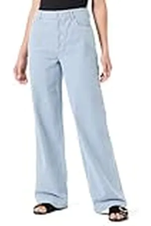 Pieces® Pcbillo HW Wide Jeans Anchos, Azul Claro Vaquero/Rayas: Cloud Dancer, XS para Mujer