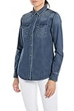 Replay Camisa vaquera de manga larga para mujer confeccionada en algodón, azul (medium blue 009), S