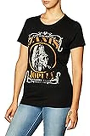 Goodie Two Sleeves Janis Joplin Live Camiseta Negra, S para Mujer