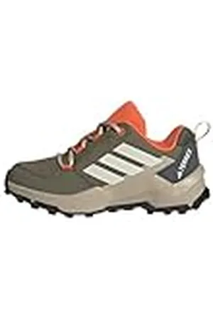 adidas Terrex AX4R Hiking Shoes, Zapatos de Senderismo, Olive Strata/Wonder White/Orange, 31.5 EU