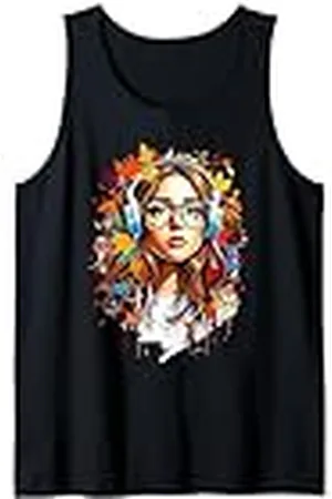 Urban Empyre Linda chica nerd Escuchar música Camiseta sin Mangas