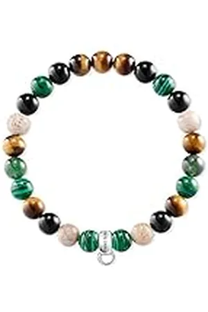 Thomas Sabo Pulsera con dijes Marrón/Verde/Blanco Plata de ley 925 X0217-947-7-L18.5