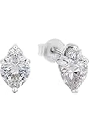 Amor Pendientes de de ley 925, con sintetizador de circonitas cúbicas, 1 cm, , corazón, se entregan en estuche de regalo